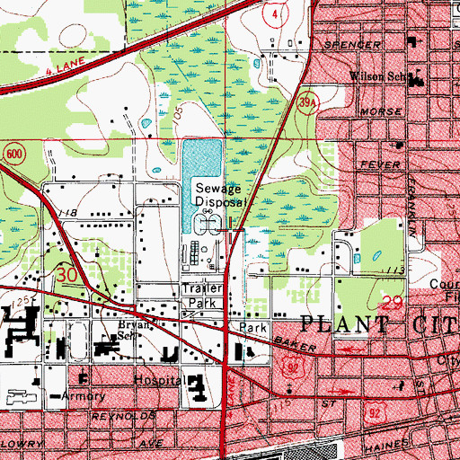 Topographic Map of Plant City Fire and Rescue Station 2, FL