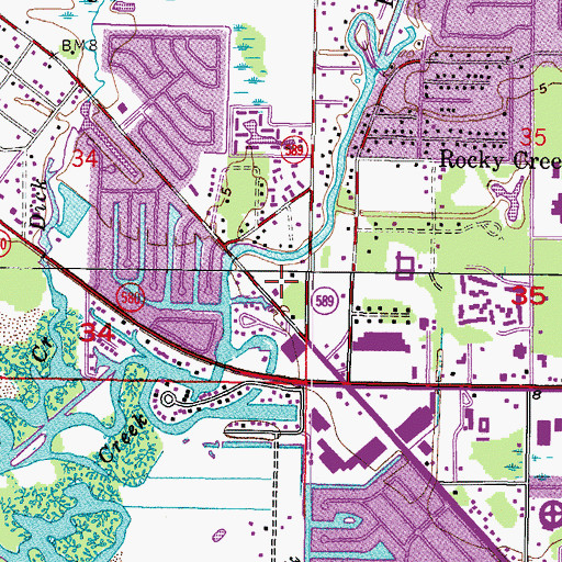 Topographic Map of Hillsborough County Fire Rescue Station 31, FL