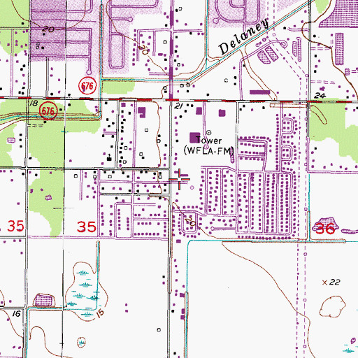 Topographic Map of Hillsborough County Fire Rescue Station 1 Progress Village, FL