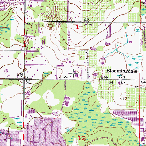 Topographic Map of Hillsborough County Fire Rescue Station 7 Brandon South, FL