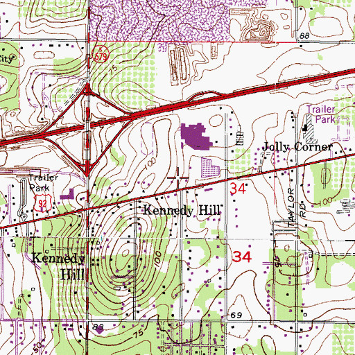 Topographic Map of Hillsborough County Fire Rescue Station 4 Armwood, FL