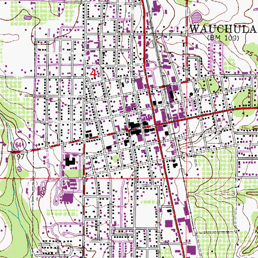 Topographic Map of Wauchula Fire Department, FL