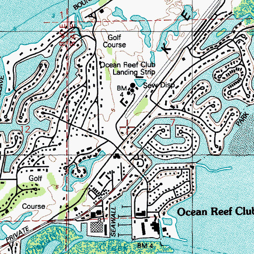 Topographic Map of Ocean Reef Public Safety Department and Fire Station, FL