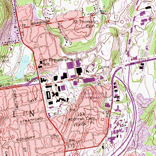 Topographic Map of Burritt Library, CT