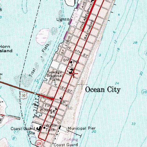 Topographic Map of Ocean City Fire Marshal's Office, MD
