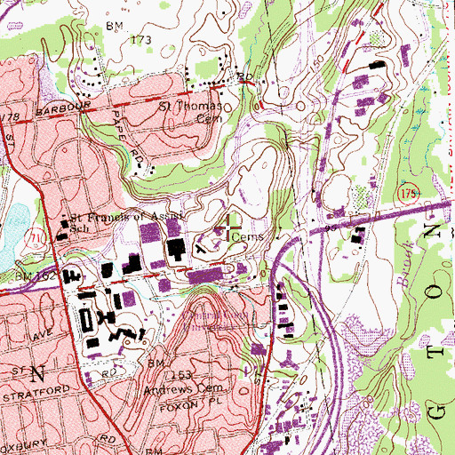 Topographic Map of Vance Hall, CT
