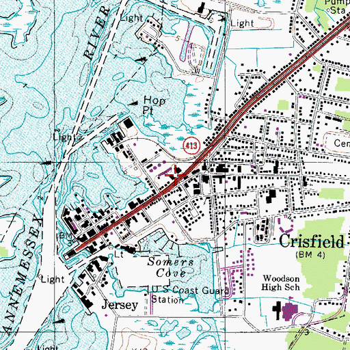 Topographic Map of Crisfield Fire Department Station 2, MD