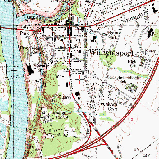 Topographic Map of Williamsport Volunteer Fire Department and Emergency Medical Services Company 2, MD