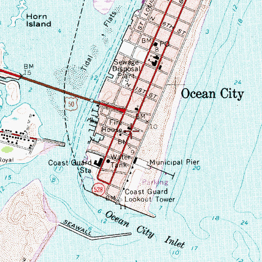 Topographic Map of Ocean City Volunteer Fire Company Station 2, MD