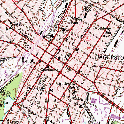 Topographic Map of Pioneer Hook and Ladder Company 1, MD