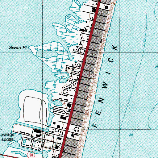 Topographic Map of Ocean City Volunteer Fire Company Station 3, MD
