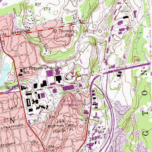 Topographic Map of Sheridan Hall, CT