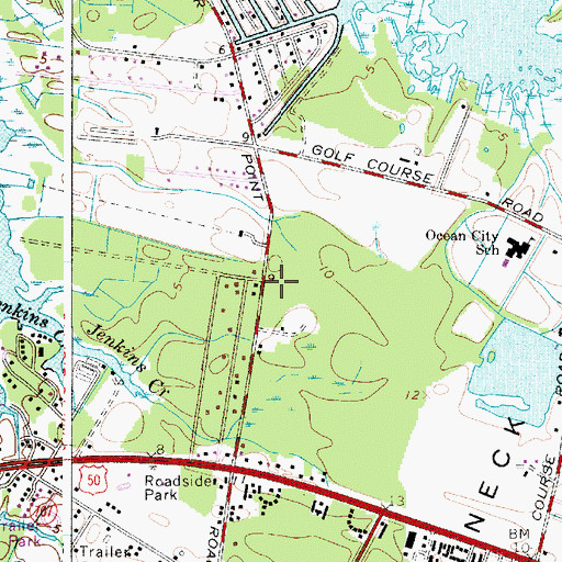 Topographic Map of Ocean City Volunteer Fire Company Station 5, MD