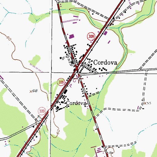 Topographic Map of Cordova Volunteer Fire Department Station 50, MD