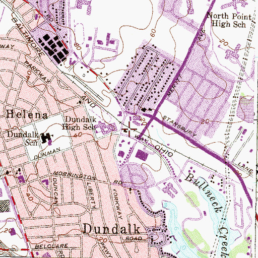 Topographic Map of Baltimore County Fire Department Dundalk - Station 6, MD