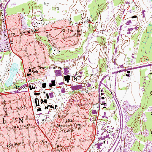 Topographic Map of Sam May Hall, CT