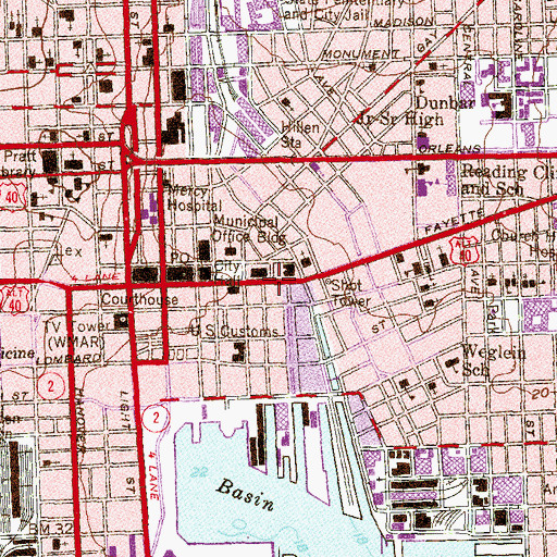 Topographic Map of Baltimore City Fire Department Station 25, MD