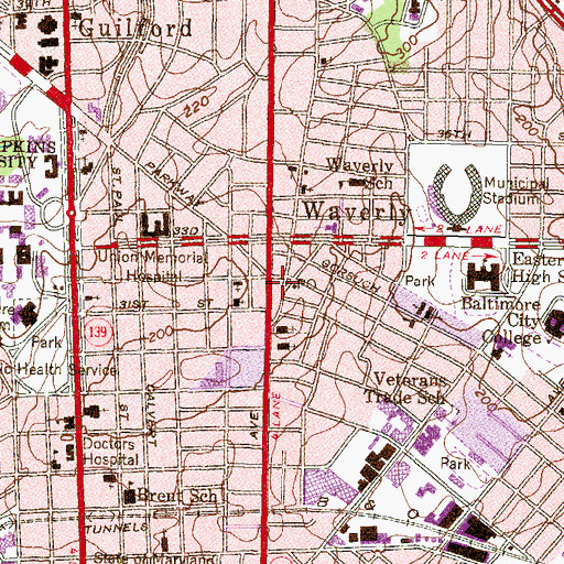 Topographic Map of Baltimore City Fire Station 7, MD