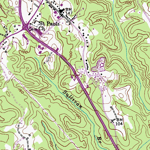Topographic Map of Prince Frederick Volunteer Rescue Squad Company 4, MD