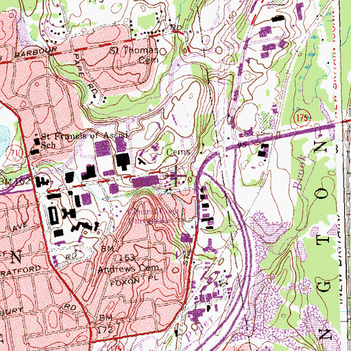 Topographic Map of East Hall, CT