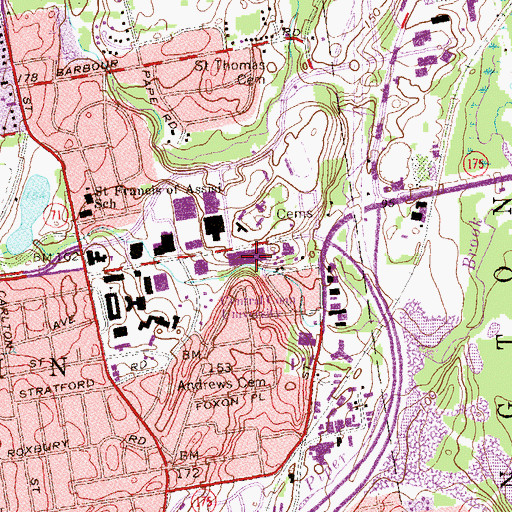 Topographic Map of Wells Street Parking Garage, CT