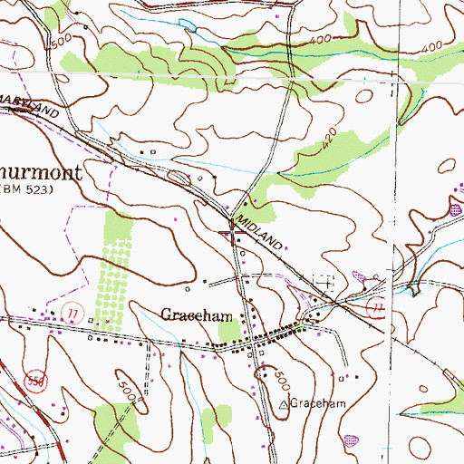 Topographic Map of Graceham Volunteer Fire Company Station 18, MD