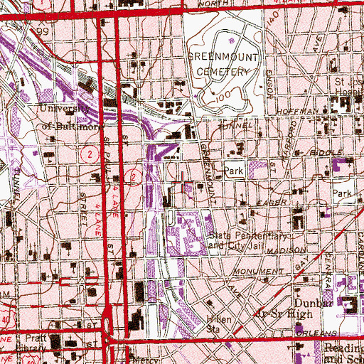 Topographic Map of Saint Frances Academy High School, MD