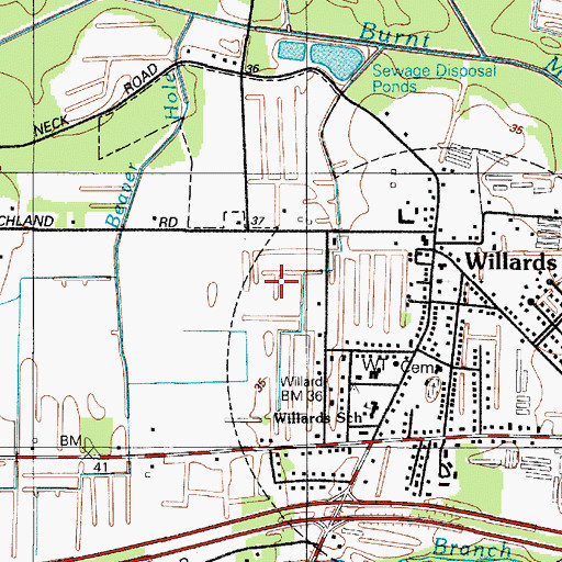 Topographic Map of Willards Elementary School, MD