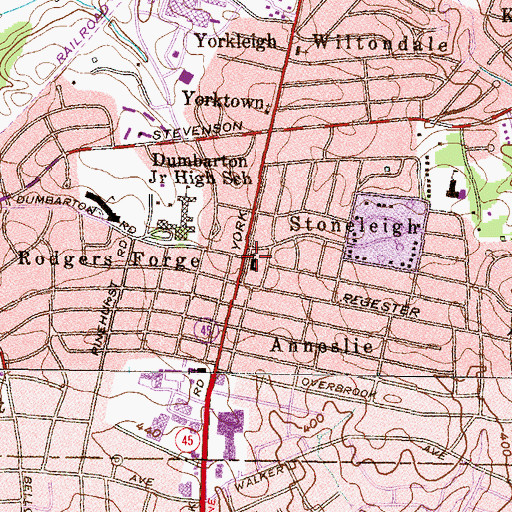 Topographic Map of Dulaney Day School, MD