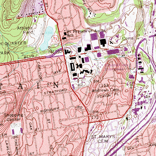 Topographic Map of DiLoreto Hall, CT