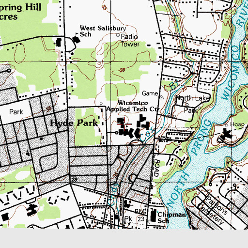 Topographic Map of Salisbury Middle School, MD