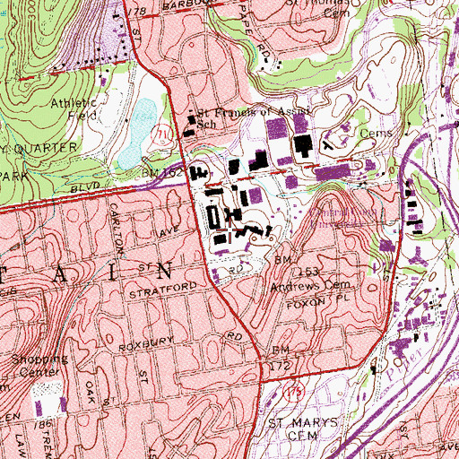 Topographic Map of Willard Hall, CT