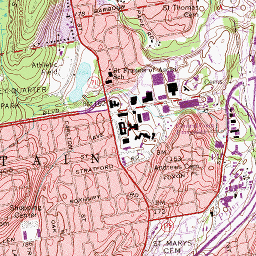 Topographic Map of Central Connecticut State University Administrative Building, CT