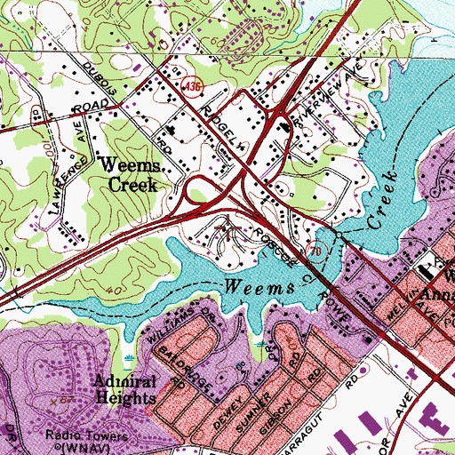 Topographic Map of Weems Creek Nursery School and Kindergarten, MD