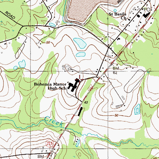 Topographic Map of Bohemia Manor Middle School, MD