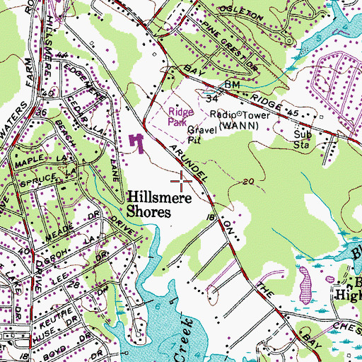 Topographic Map of Saint Annes Day School of Annapolis, MD
