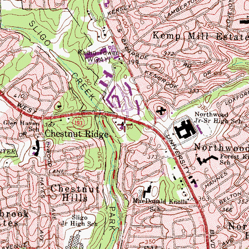 Topographic Map of Pathways School - Northwood, MD