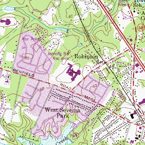 Topographic Map of Anne Arundel Evening High School - Severna Park Campus, MD