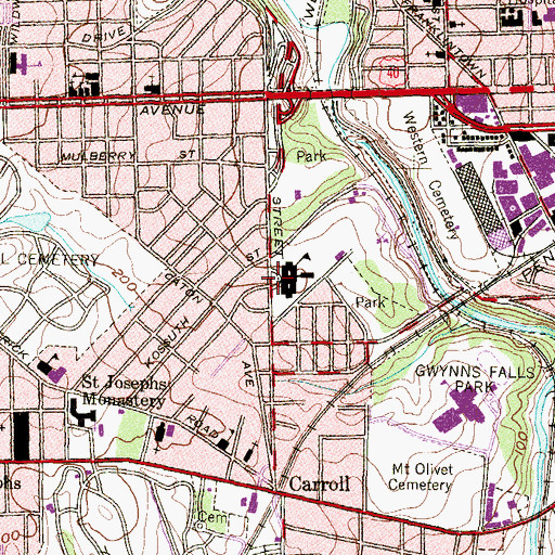 Topographic Map of Hattie Sams Learning Center, MD