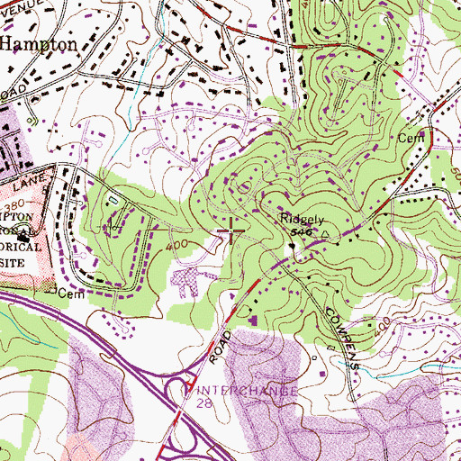 Topographic Map of Notre Dame Preparatory School, MD