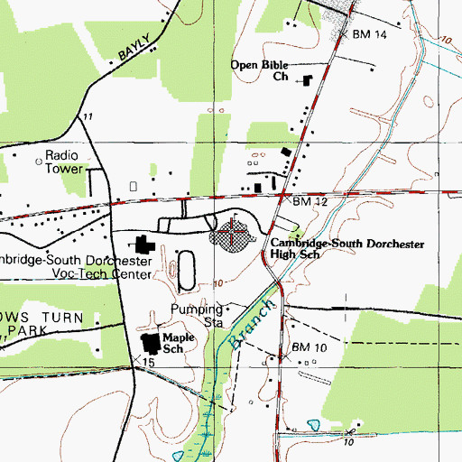 Topographic Map of Dorchester Evening High School, MD
