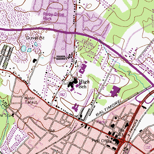 Topographic Map of Restoration Academy Middle School and High School, MD