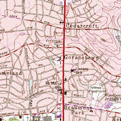Topographic Map of Govans Presbyterian Preschool, MD