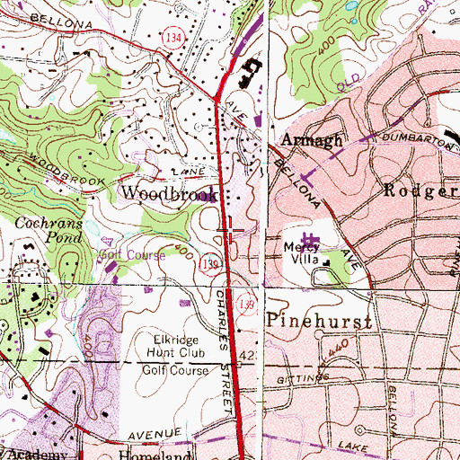 Topographic Map of Brown Memorial Weekday School, MD