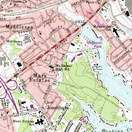 Topographic Map of Our Lady of Mount Carmel Elementary School, MD