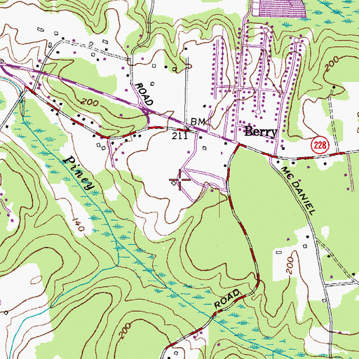 Topographic Map of Mattawoman Middle School, MD