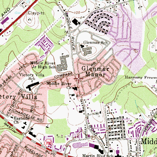 Topographic Map of Middle River Baptist Child Development Center, MD