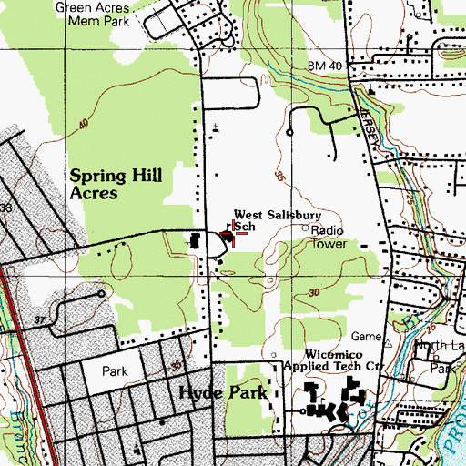 Topographic Map of West Salisbury Elementary School, MD