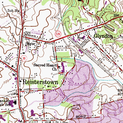 Topographic Map of Sacred Heart Elementary School, MD