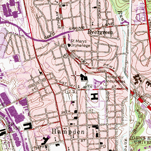 Topographic Map of Elmhurst Nursery School, MD
